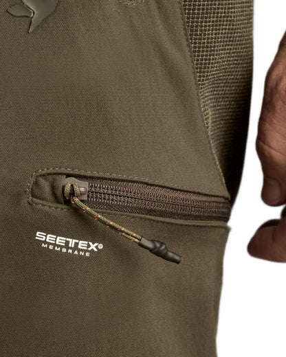 Pine Green Coloured Seeland Outdoor Membrane Trousers on White background #colour_pine-green