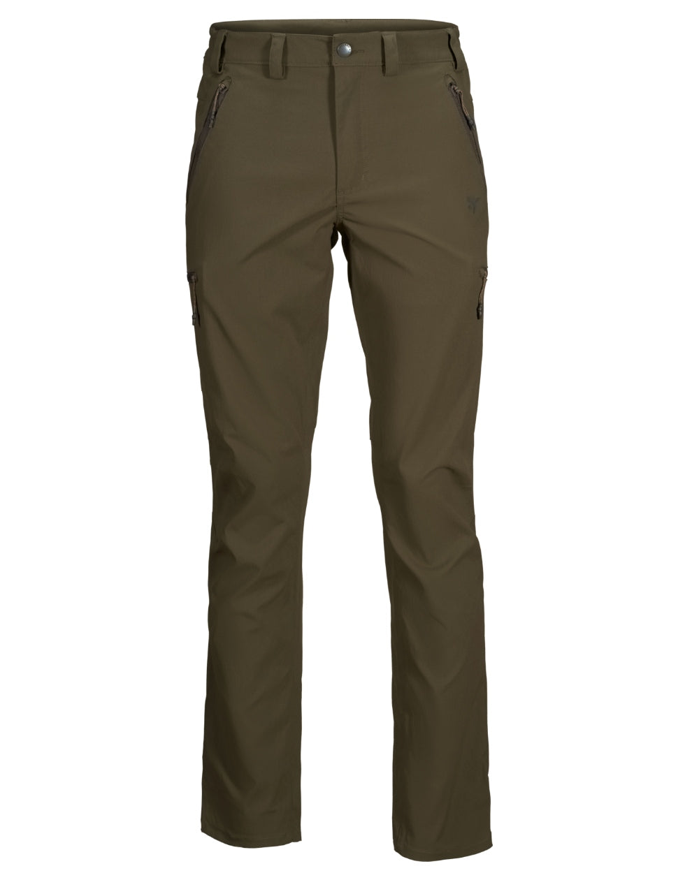 Pine Green Coloured Seeland Outdoor Stretch Trousers on White background #colour_pine-green