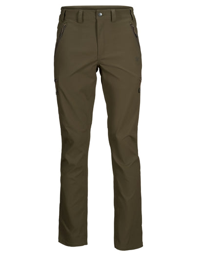 Pine Green Coloured Seeland Outdoor Stretch Trousers on White background #colour_pine-green