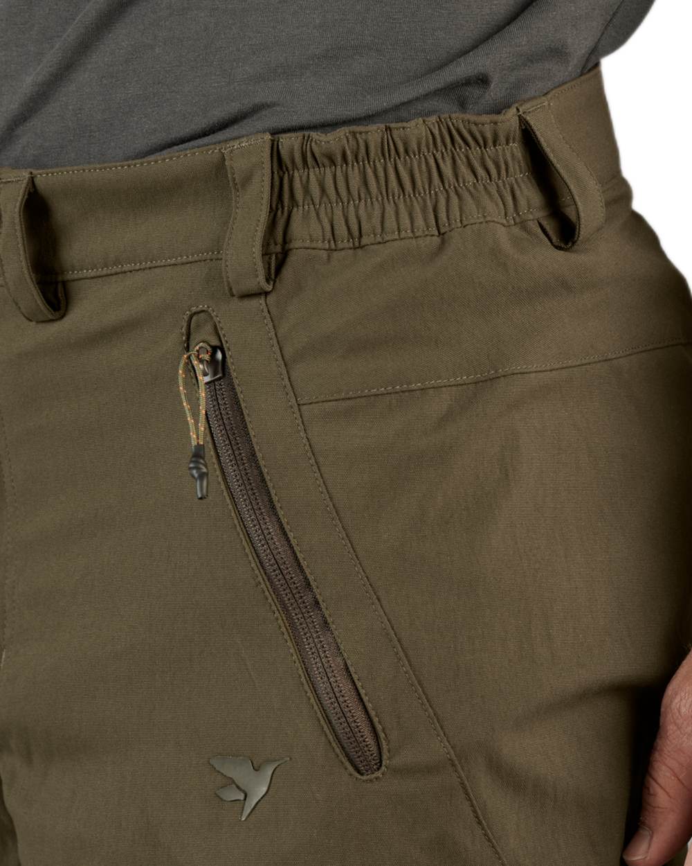 Pine Green Coloured Seeland Outdoor Stretch Trousers on White background #colour_pine-green