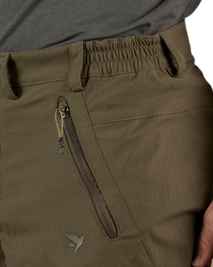 Pine Green Coloured Seeland Outdoor Stretch Trousers on White background #colour_pine-green