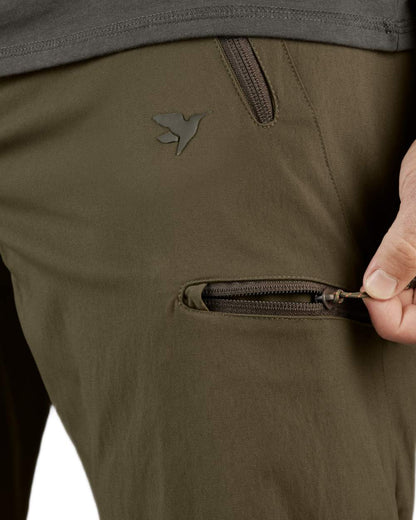 Pine Green Coloured Seeland Outdoor Stretch Trousers on White background #colour_pine-green