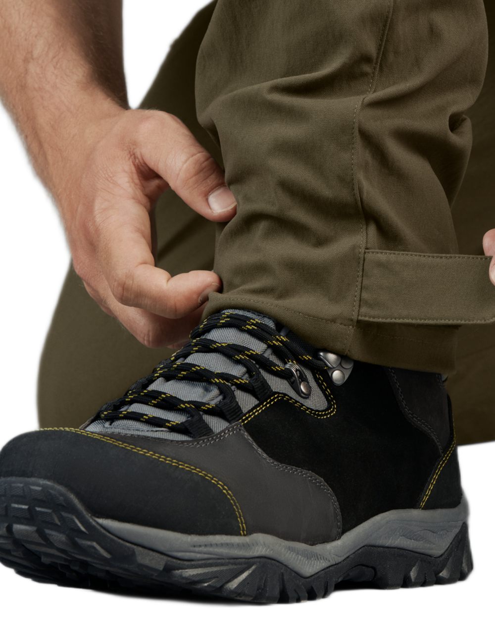 Pine Green Coloured Seeland Outdoor Stretch Trousers on White background #colour_pine-green