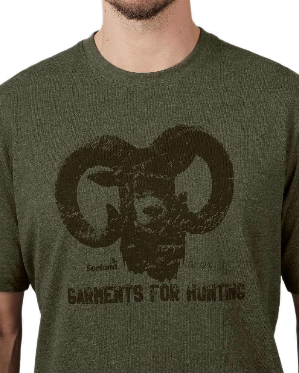 Pine Green Melange Coloured Seeland Outdoor T-Shirts on White background #colour_pine-green-melange