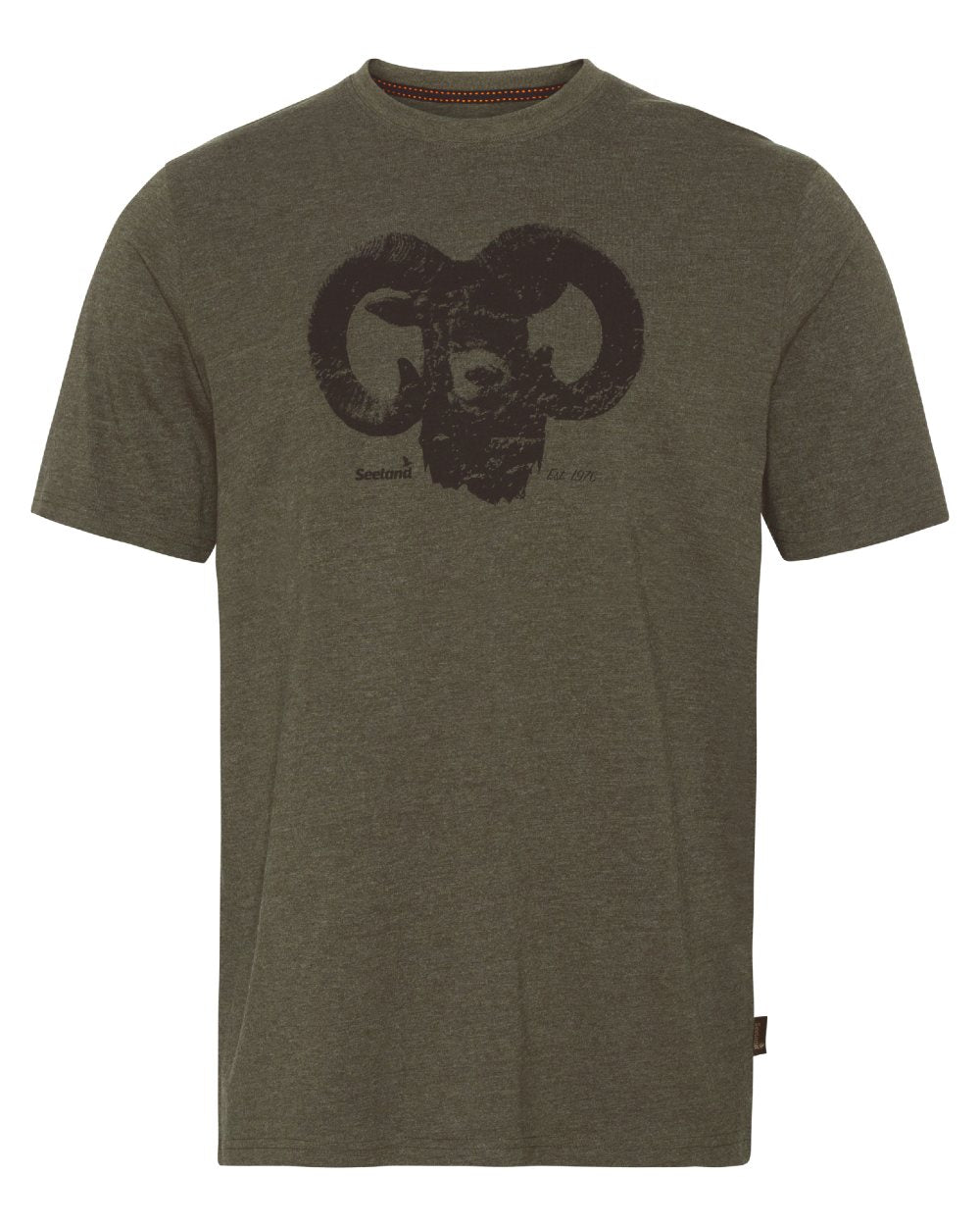 Pine Green Melange Coloured Seeland Outdoor T-Shirts on White background #colour_pine-green-melange