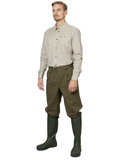 Classic Blue Classic Brown Check Coloured Seeland Oxford Shooting Shirt on white background #colour_classic-blue-classic-brown-check