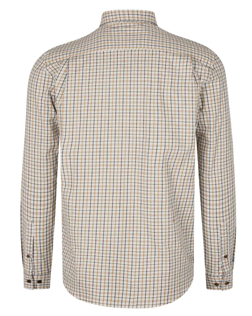 Classic Blue Classic Brown Check Coloured Seeland Oxford Shooting Shirt on white background #colour_classic-blue-classic-brown-check