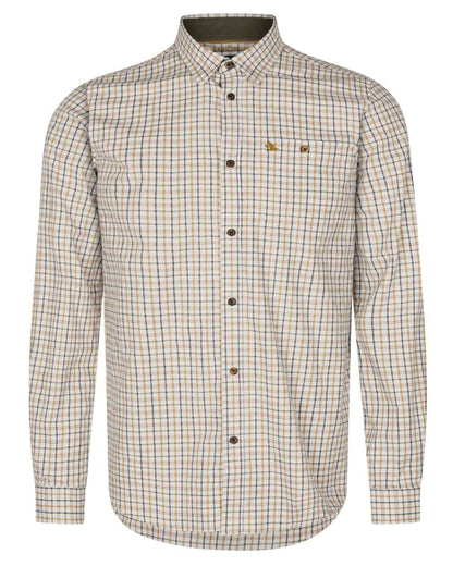 Classic Blue Classic Brown Check Coloured Seeland Oxford Shooting Shirt on white background #colour_classic-blue-classic-brown-check