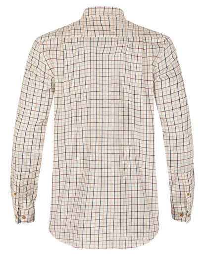 Classic Blue Merlot Check Coloured Seeland Oxford Shooting Shirt on white background #colour_classic-blue-merlot-check