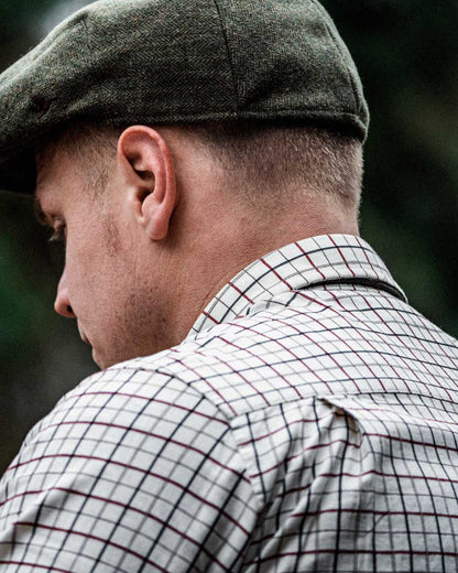 Grape Leaf Terracotta Check Coloured Seeland Oxford Shooting Shirt on outdoor background #colour_grape-leaf-terracotta-check