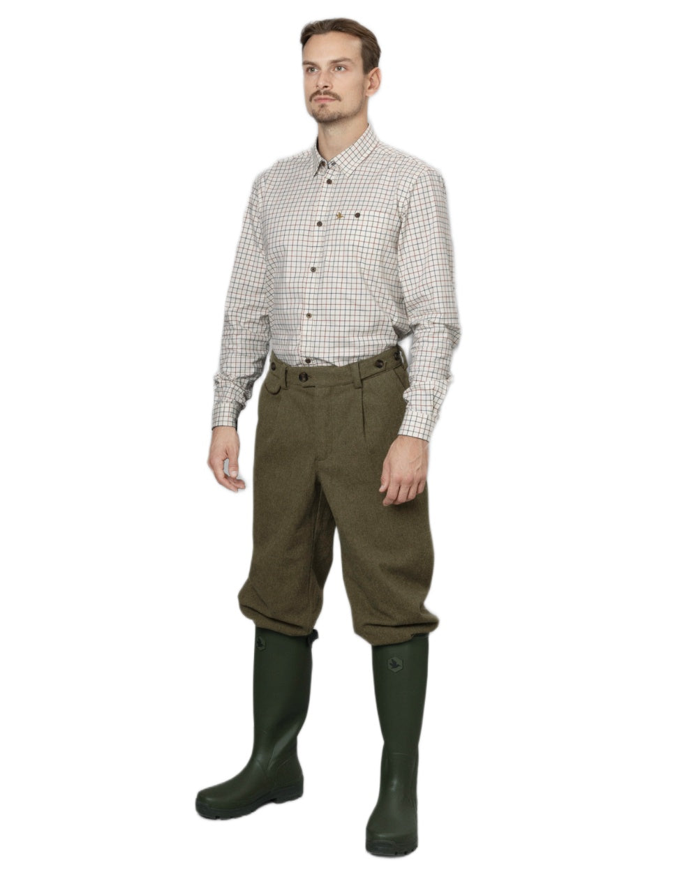 Grape Leaf Terracotta Check Coloured Seeland Oxford Shooting Shirt on white background #colour_grape-leaf-terracotta-check