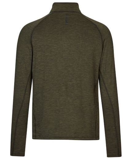 Pine Green Melange Coloured Seeland Peak Half Zip on white background #colour_pine-green-melange