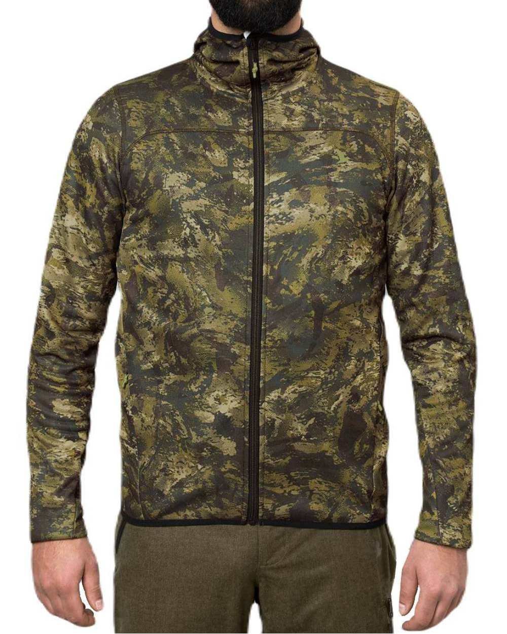 InVis Green Coloured Seeland Power Camo Fleece Jacket on white background #colour_invis-green