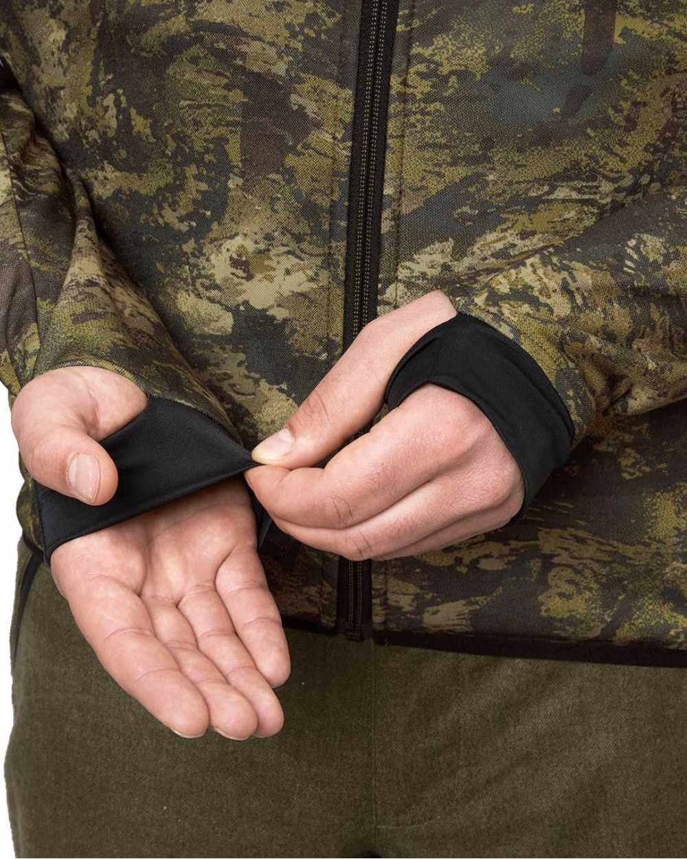 InVis Green Coloured Seeland Power Camo Fleece Jacket on white background #colour_invis-green