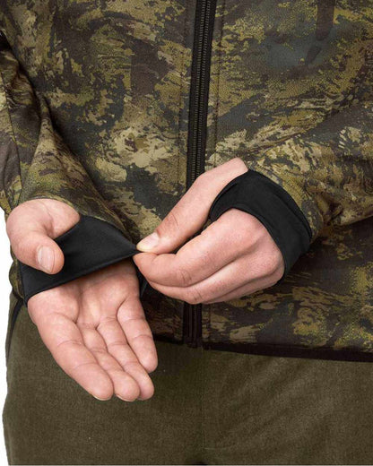 InVis Green Coloured Seeland Power Camo Fleece Jacket on white background #colour_invis-green