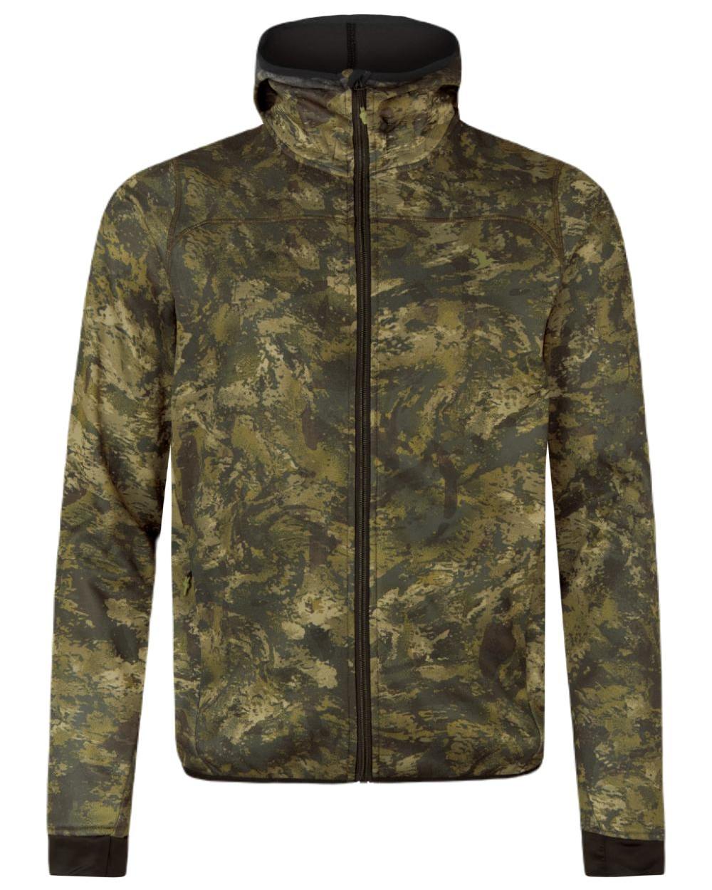 InVis Green Coloured Seeland Power Camo Fleece Jacket on white background #colour_invis-green