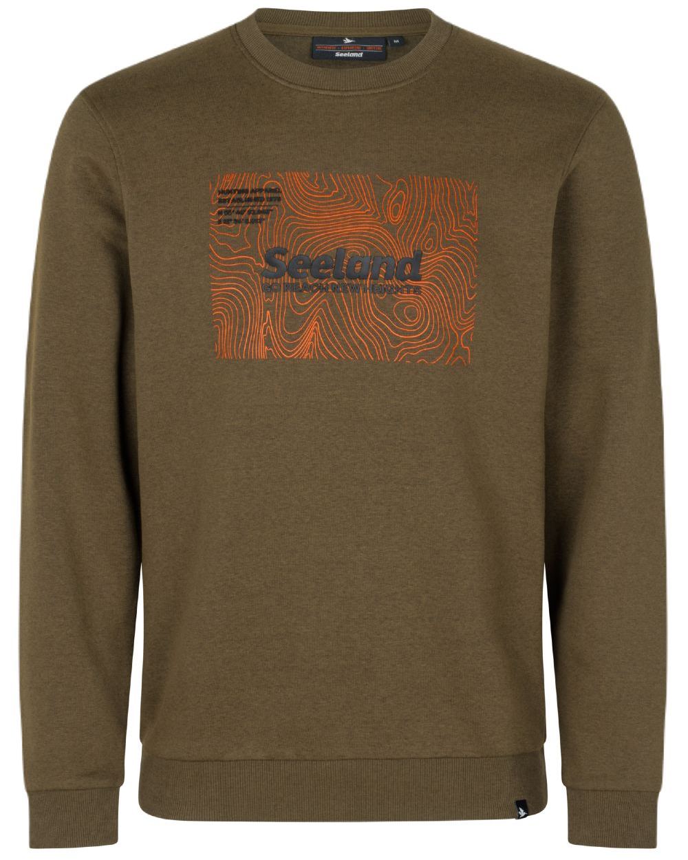 Dark Olive Melange Coloured Seeland Pulse Sweatshirt on white background #colour_dark-olive-melange