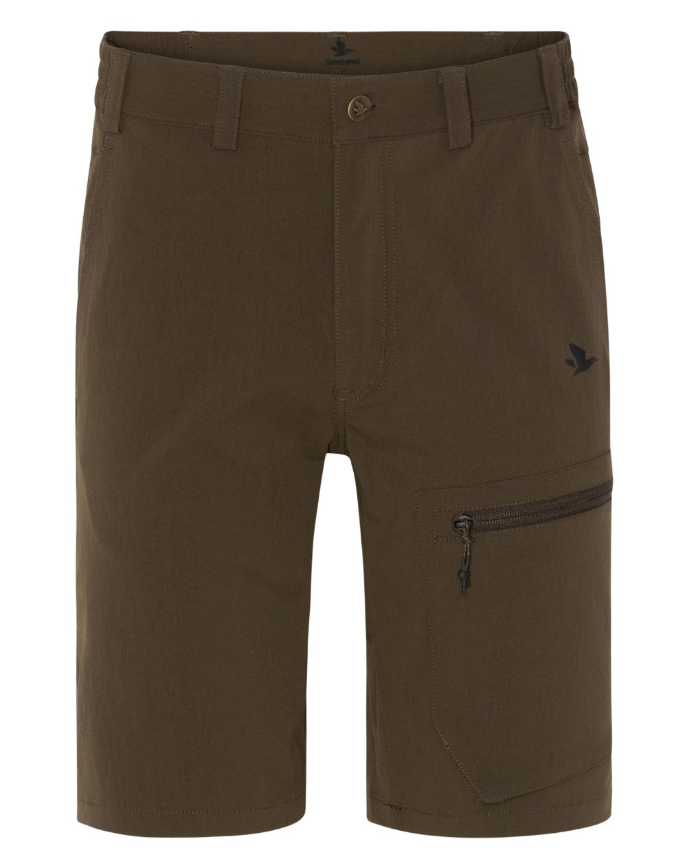 Pine Green Coloured Seeland Rowan Stretch Shorts on White background #colour_pine-green