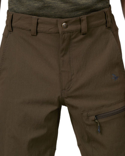 Pine Green Coloured Seeland Rowan Stretch Shorts on White background #colour_pine-green