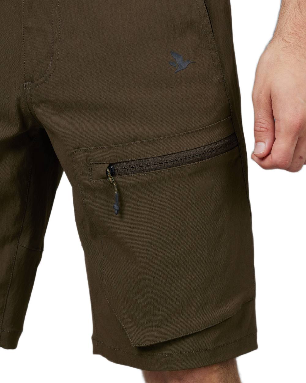 Pine Green Coloured Seeland Rowan Stretch Shorts on White background #colour_pine-green