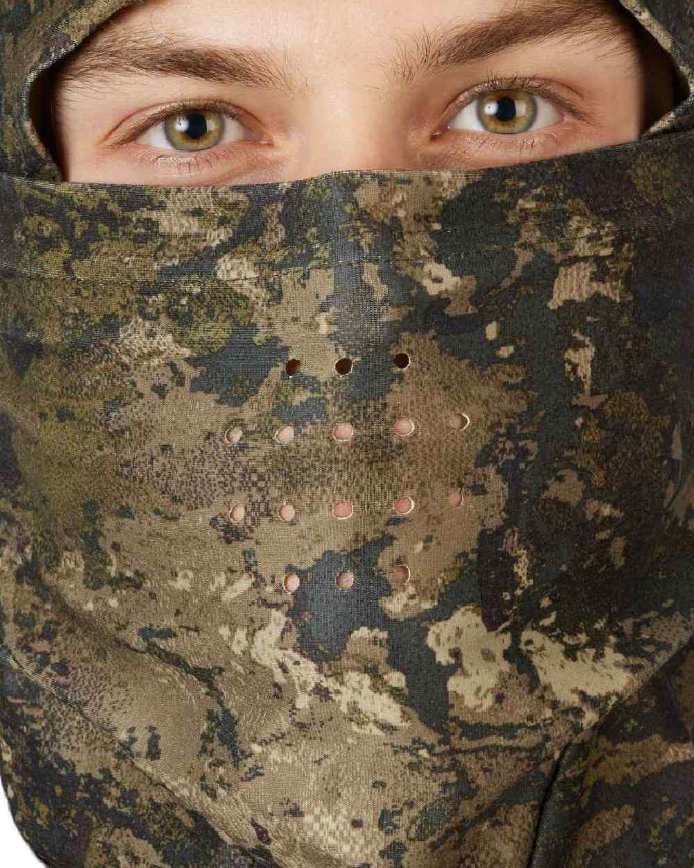 InVis Green Coloured Seeland Scent Control Camo Balaclava on white background #colour_invis-green