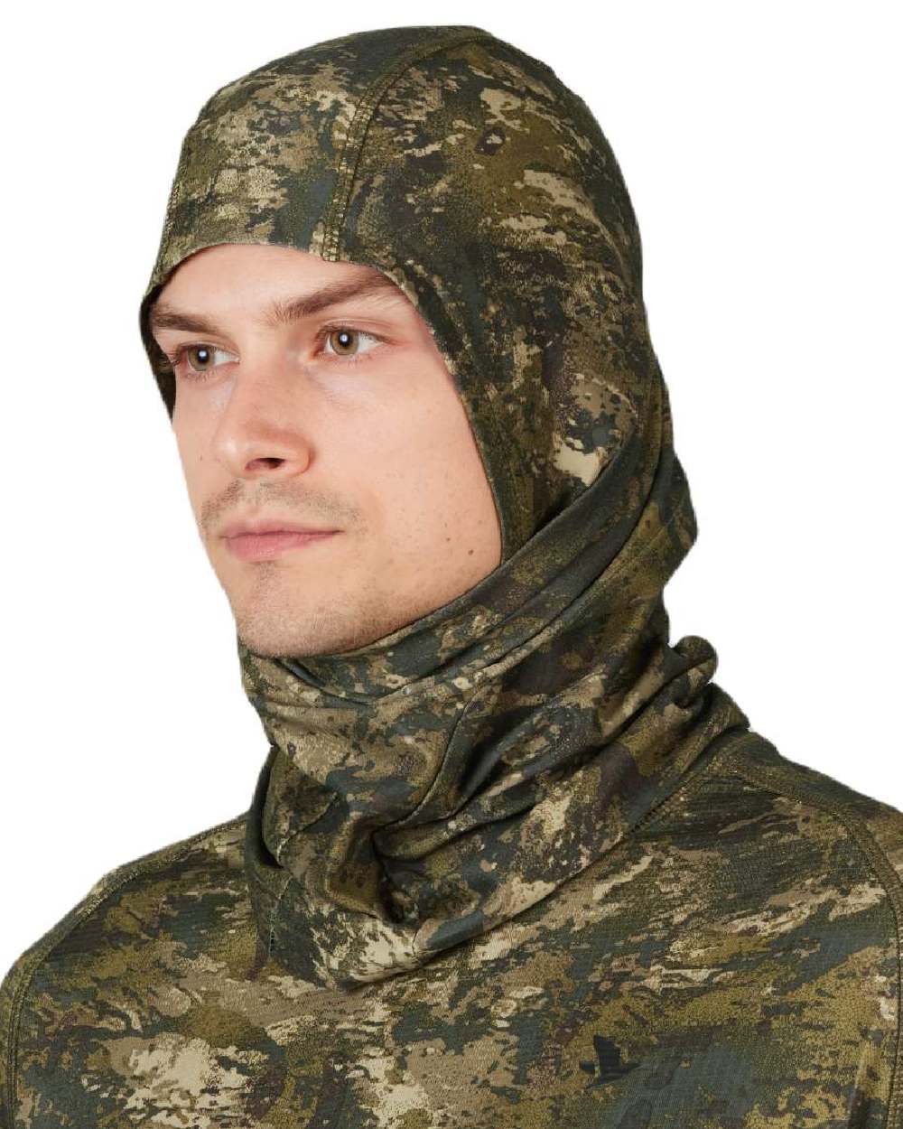 InVis Green Coloured Seeland Scent Control Camo Balaclava on white background #colour_invis-green