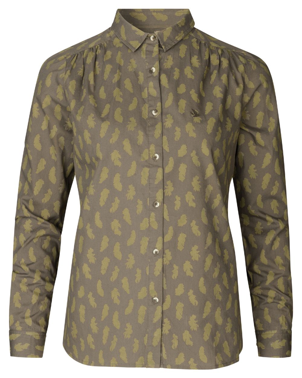 Olive Feather Coloured Seeland Skeet Lady Shirt on White background #colour_olive-feather