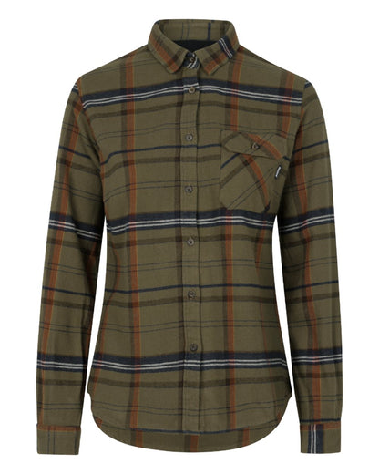 Grape Leaf Terracotta Check Coloured Seeland Skye Flannel Shirt on white background #colour_grape-leaf-terracotta-check