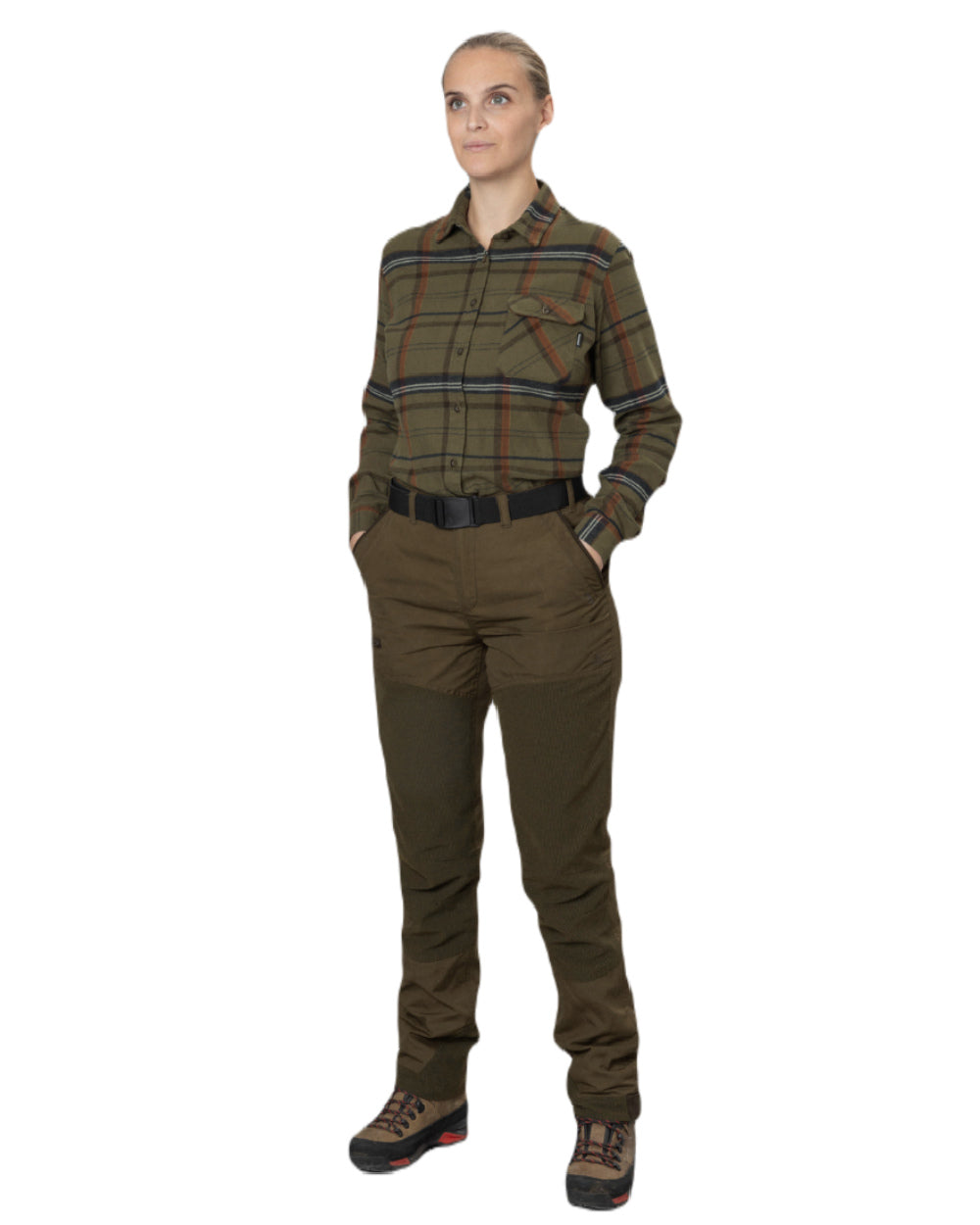 Grape Leaf Terracotta Check Coloured Seeland Skye Flannel Shirt on white background #colour_grape-leaf-terracotta-check