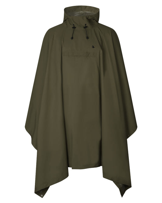 Pine Green coloured Seeland Taxus Waterproof Rain Poncho on white background #colour_pine-green