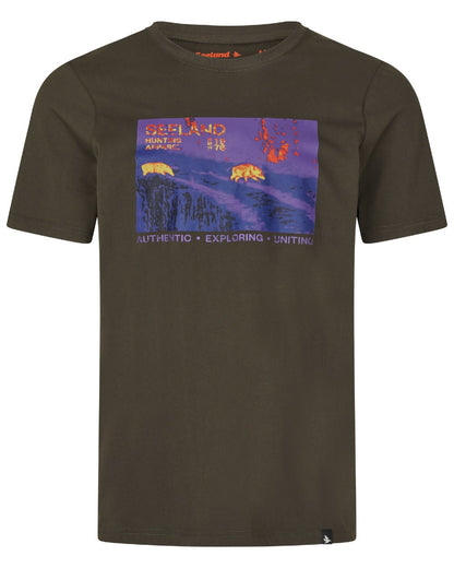 Pine Green Coloured Seeland Thermal T-Shirt on white background #colour_pine-green