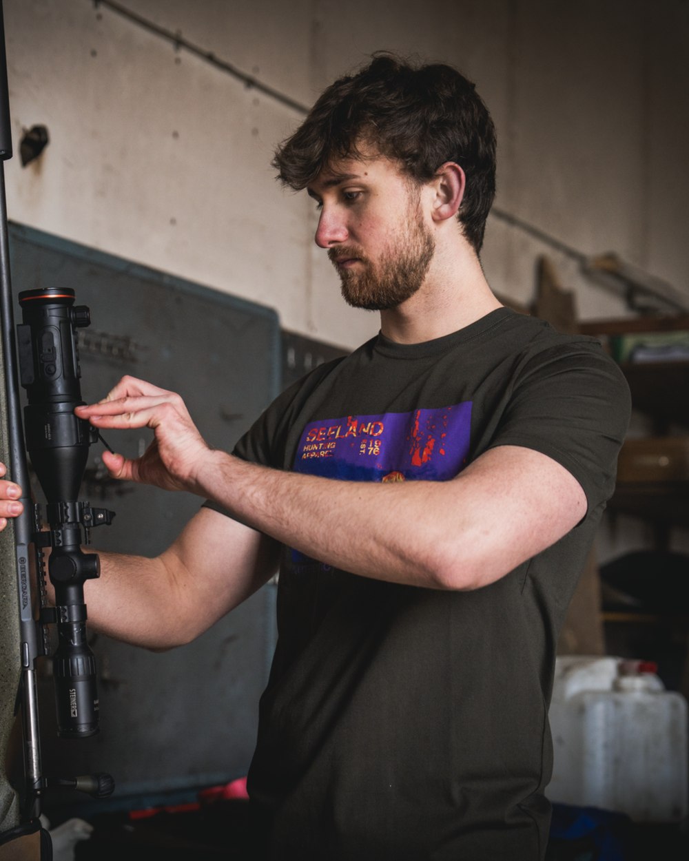 Pine Green Coloured Seeland Thermal T-Shirt on indoor background #colour_pine-green