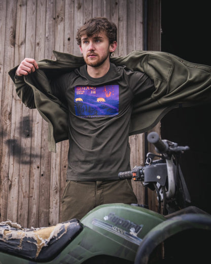 Pine Green Coloured Seeland Thermal T-Shirt on outdoor background #colour_pine-green