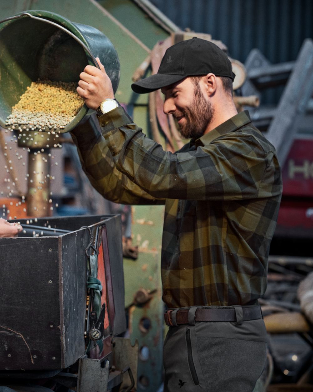 Green Check Coloured Seeland Toronto Shirt on outdoor background #colour_green-check