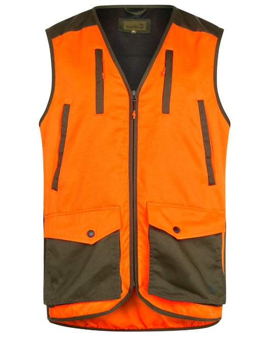 Hi-Vis Orange Coloured Seeland Travo Waistcoat on white background #colour_hi-vis-orange