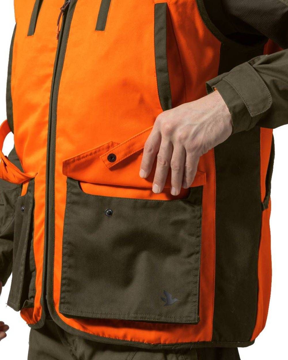 Hi-Vis Orange Coloured Seeland Travo Waistcoat on white background #colour_hi-vis-orange