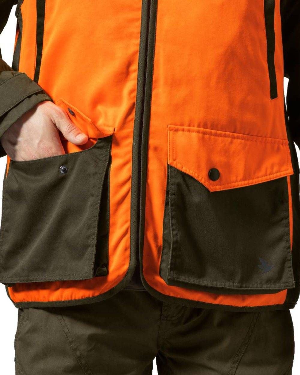 Hi-Vis Orange Coloured Seeland Travo Waistcoat on white background #colour_hi-vis-orange