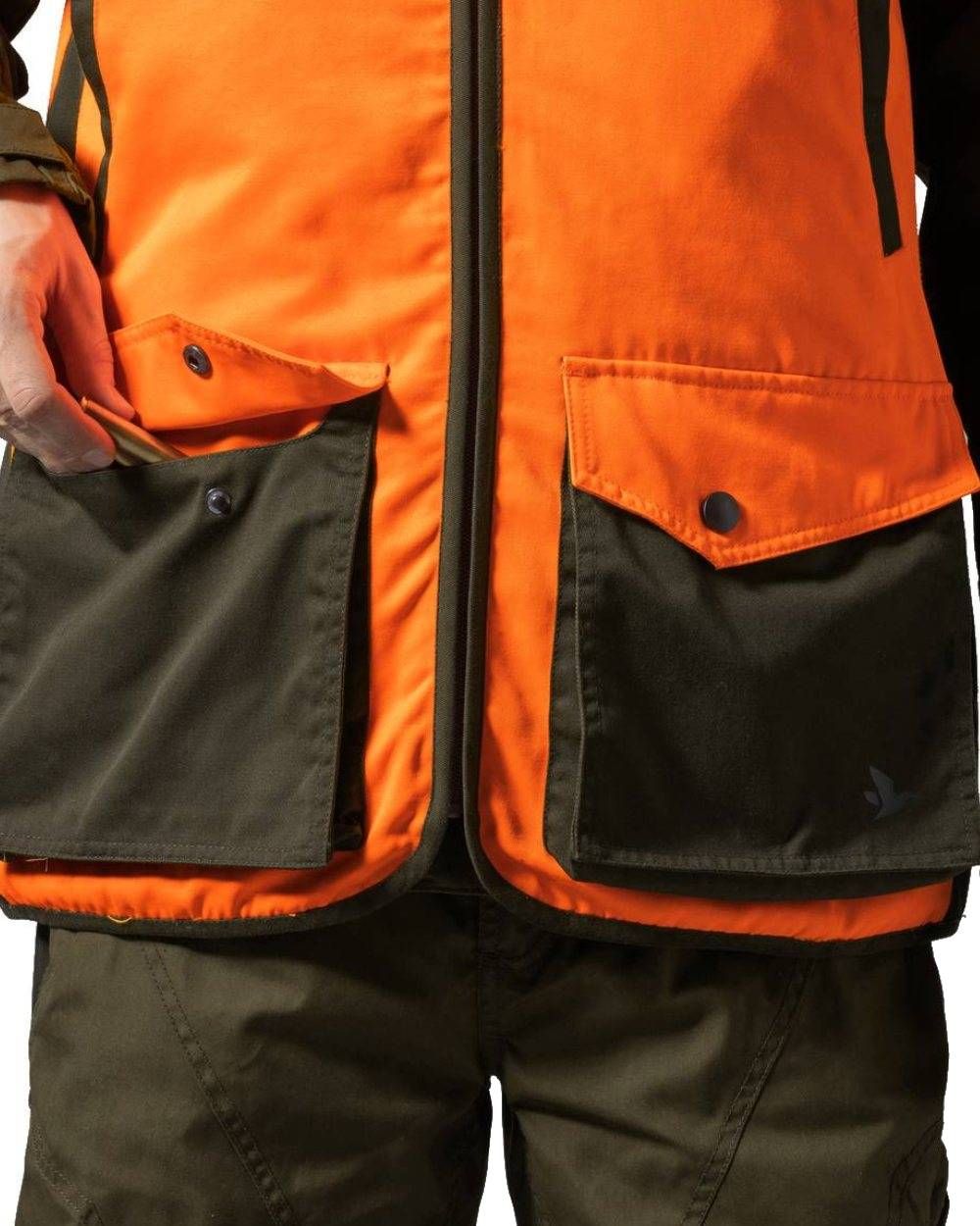 Hi-Vis Orange Coloured Seeland Travo Waistcoat on white background #colour_hi-vis-orange