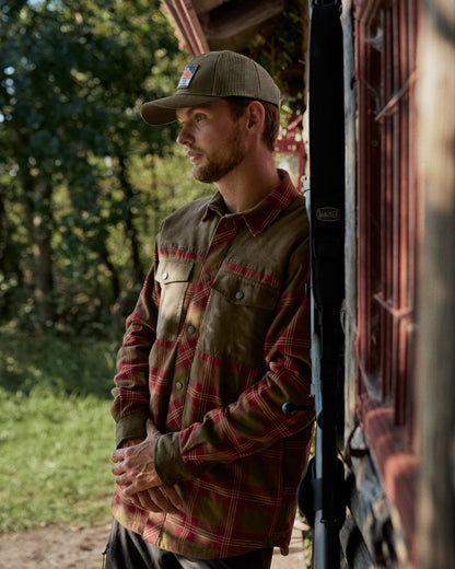 Red Check Coloured Seeland Vancouver Shirt on outdoor background #colour_red-check
