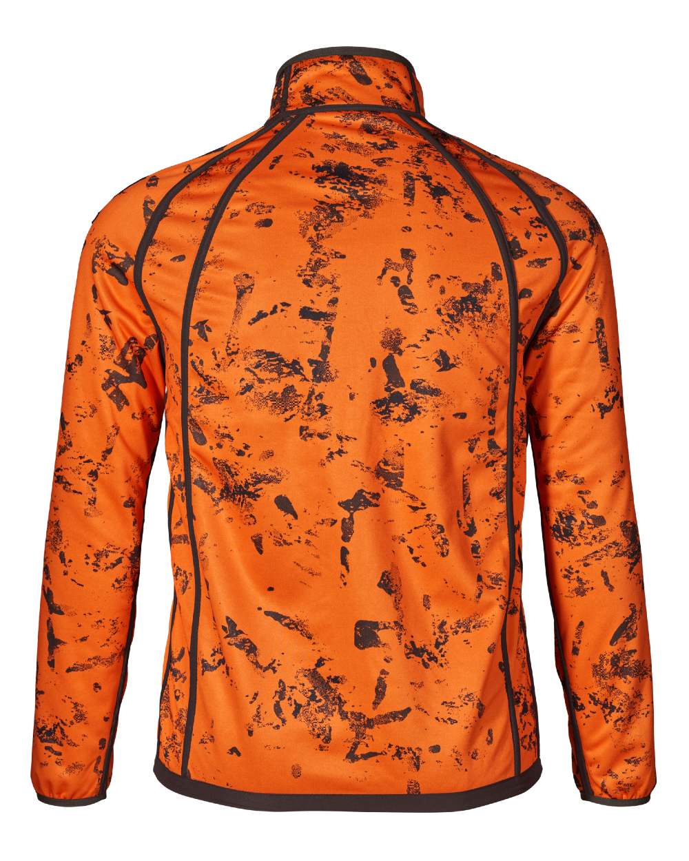 Pine Green InVis Orange Blaze Coloured Seeland Vantage Reversible Fleece Jacket on white background #colour_pine-green-invis-orange-blaze