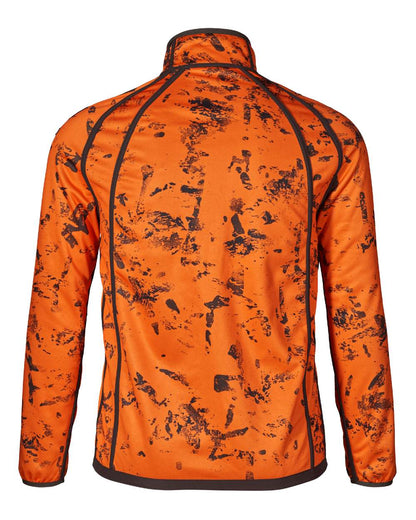 Pine Green InVis Orange Blaze Coloured Seeland Vantage Reversible Fleece Jacket on white background #colour_pine-green-invis-orange-blaze