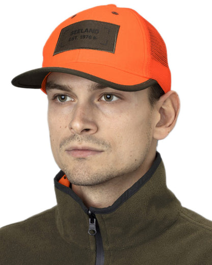 Orange Blaze coloured Seeland Venture Rover Cap on white background #colour_orange-blaze