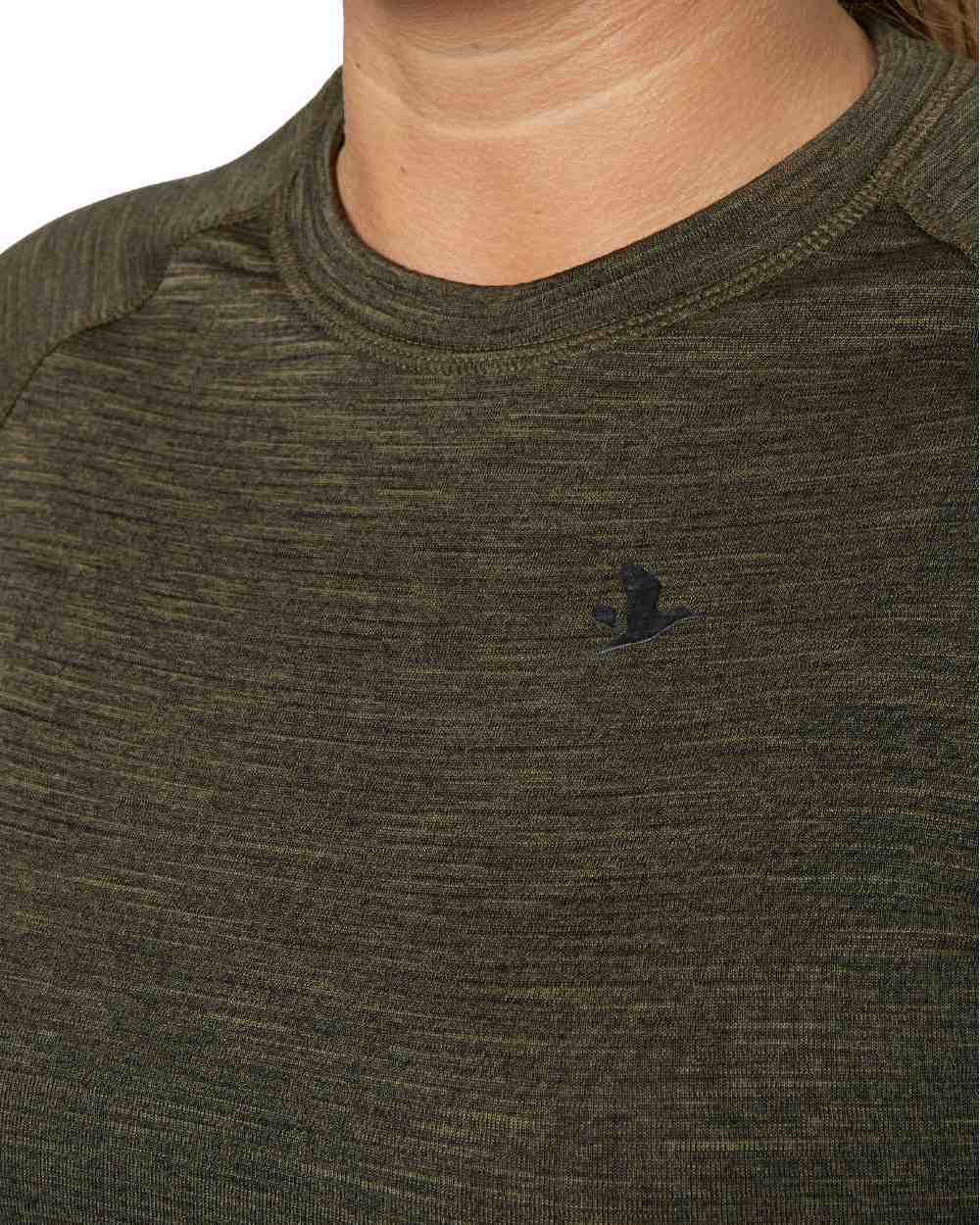 Pine Green Coloured Seeland Womens Active Long Sleeve T-Shirt on white background #colour_pine-green