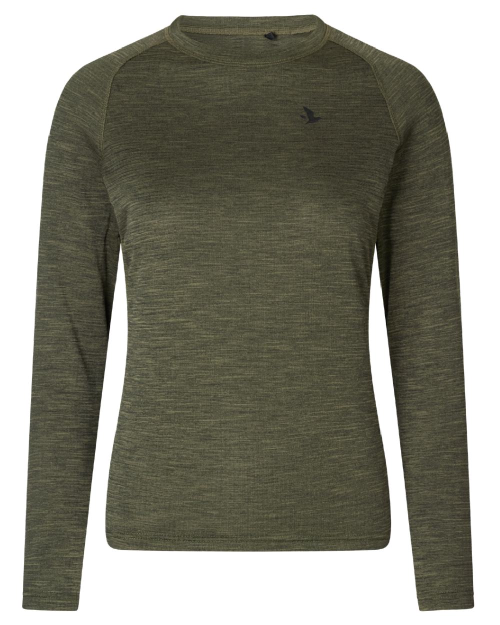 Pine Green Coloured Seeland Womens Active Long Sleeve T-Shirt on white background #colour_pine-green