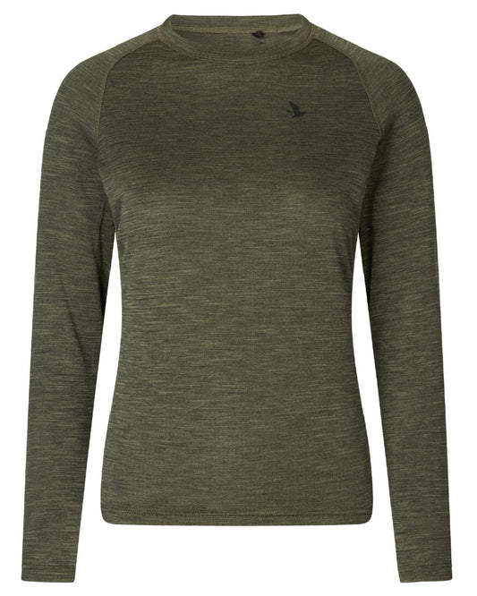 Pine Green Coloured Seeland Womens Active Long Sleeve T-Shirt on white background #colour_pine-green