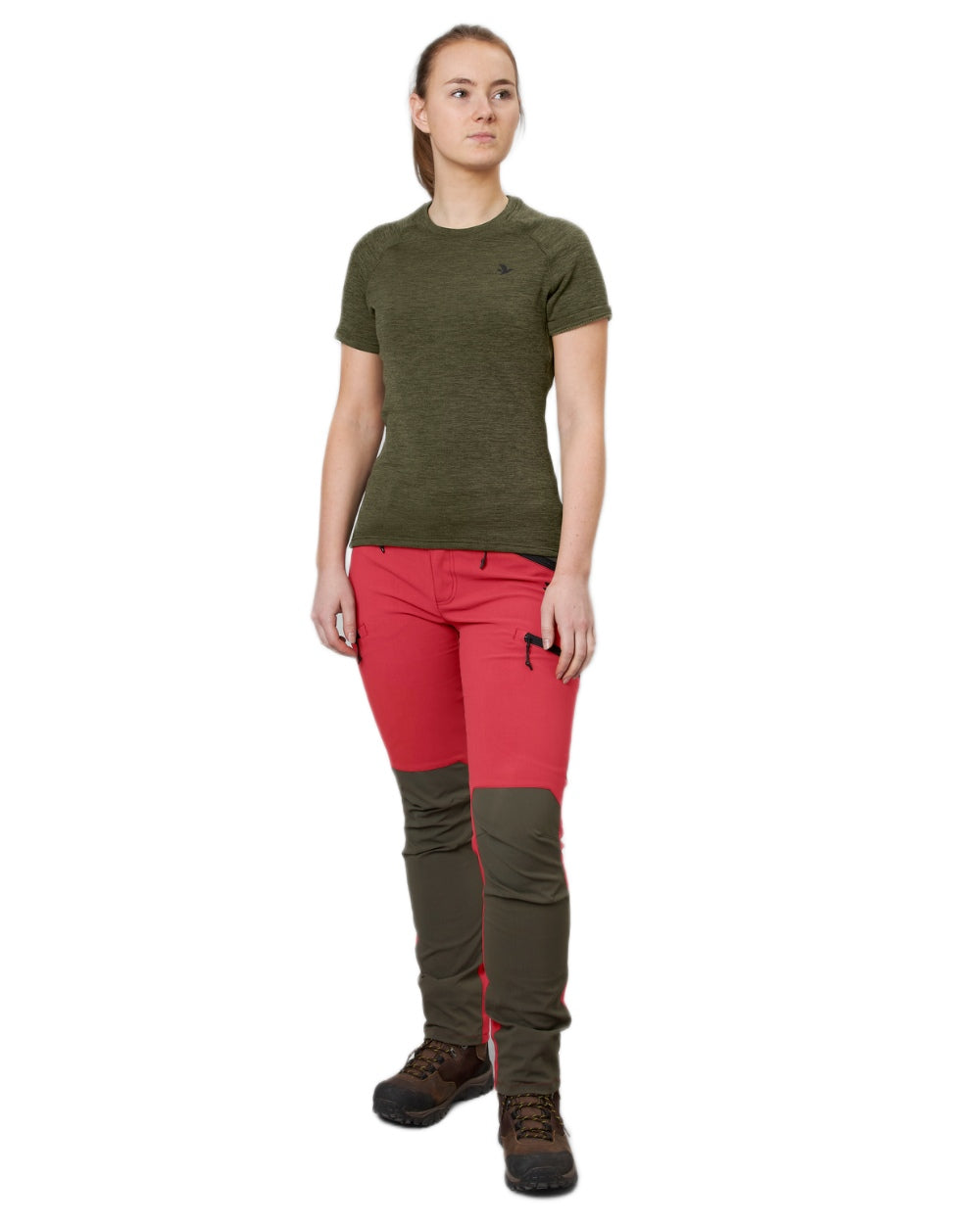 Pine Green Coloured Seeland Womens Active Short Sleeve T-Shirt on White background #colour_pine-green