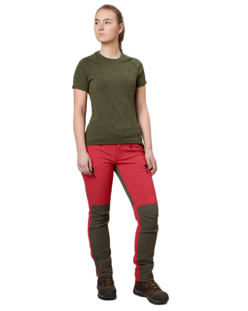 Pine Green Coloured Seeland Womens Active Short Sleeve T-Shirt on White background #colour_pine-green