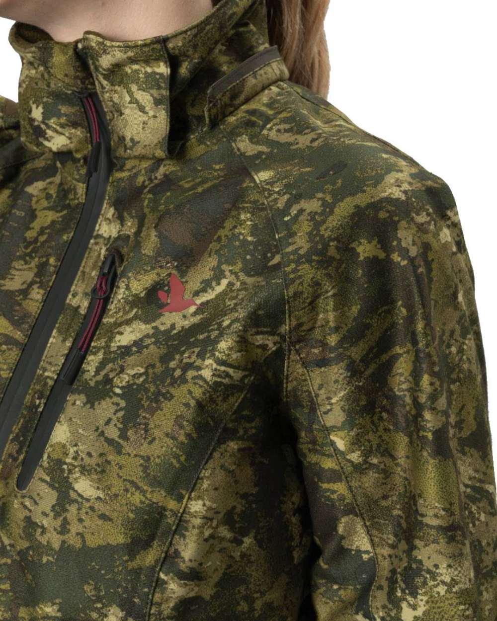 InVis MPC Green Coloured Seeland Womens Avail Camo Jacket on white background #colour_invis-mpc-green
