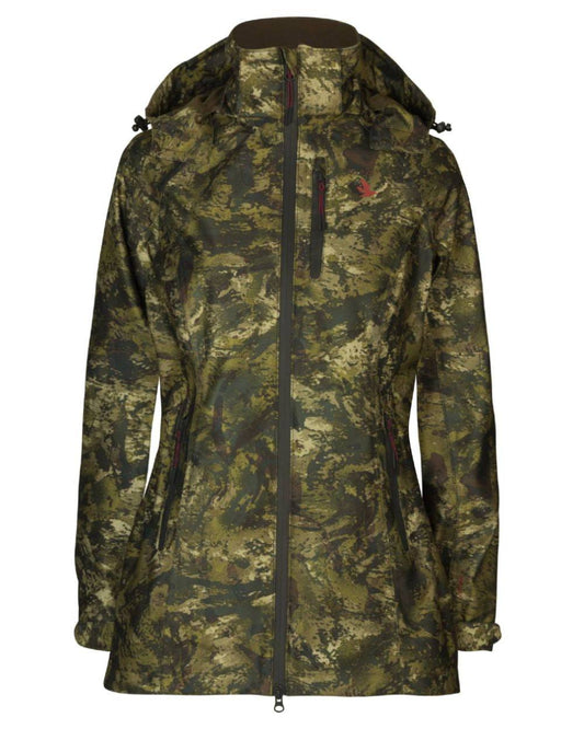 InVis MPC Green Coloured Seeland Womens Avail Camo Jacket on white background #colour_invis-mpc-green