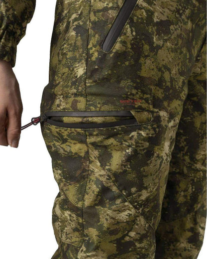 InVis MPC Green Coloured Seeland Womens Avail Camo Trousers on white background #colour_invis-mpc-green